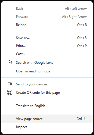 View Page Source