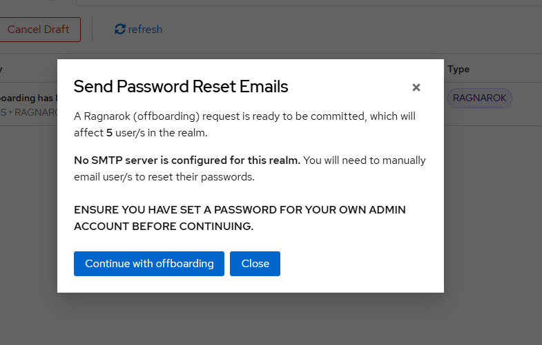 Offboarding Tide pre-requisits