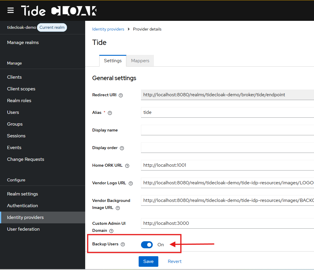 Switching Tide Backup On