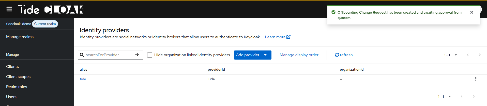 Offboarding notification